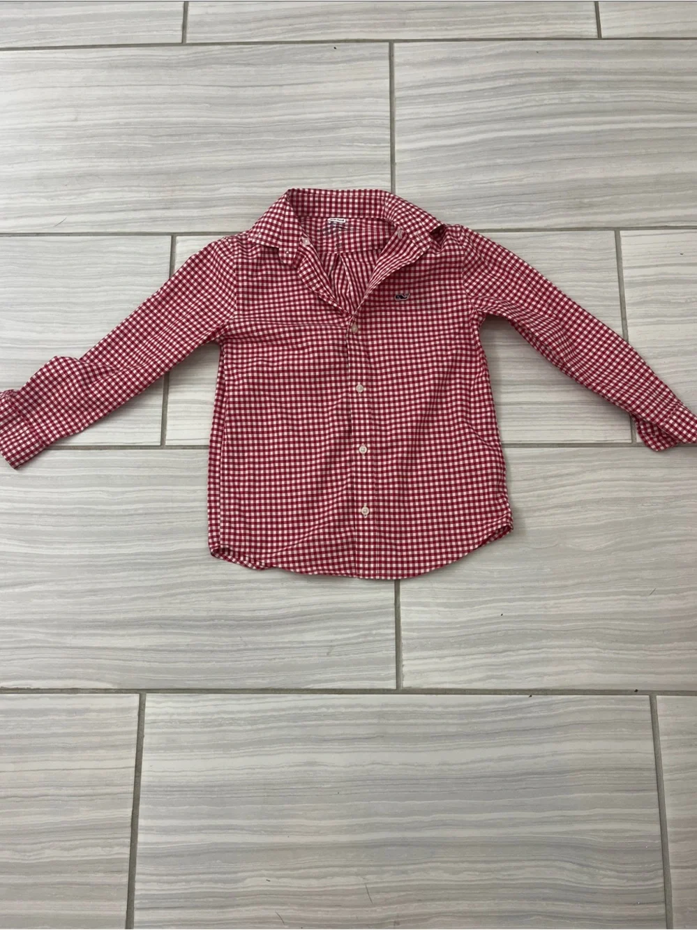 Vineyard Vines Red and White Gingham Button-Down Shirt for Kids